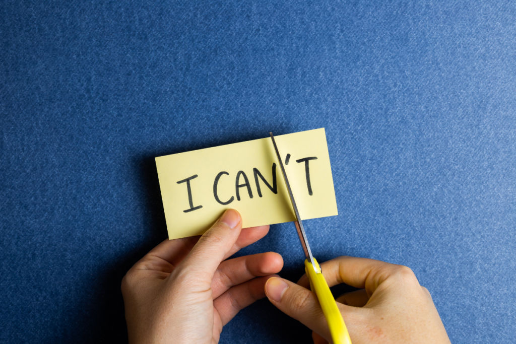 Piece of paper saying "I Can't"