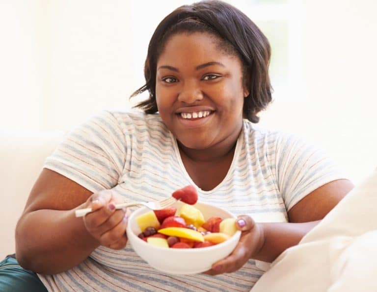 Girl eating healthy food