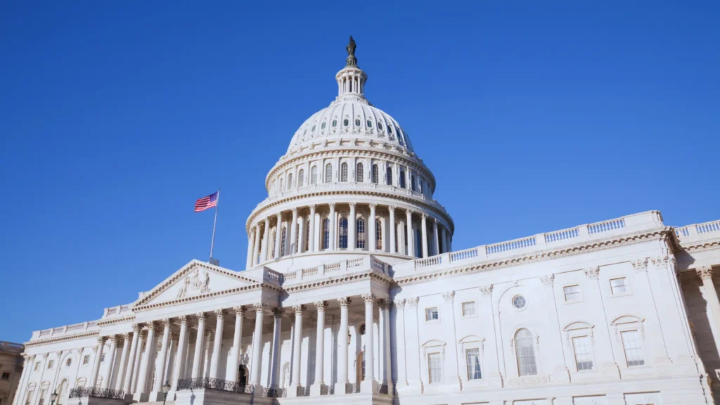 Exterior photo on congress building in Washington DC