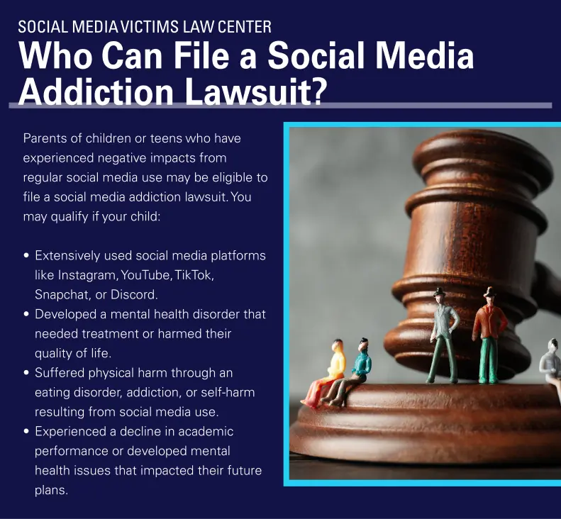 Who Can File a Social Media Addiction Lawsuit graphic