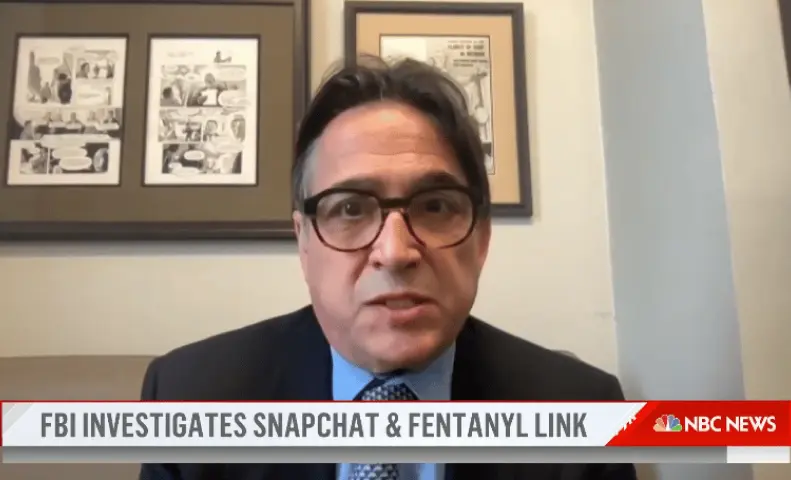 fbi investigates snapchat and fentanyl link screenshot of newscast from NBC News