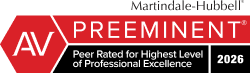 Martindale-Hubbard 2026 Preeminent Peer Rated for Highest Level of Professional Excellence