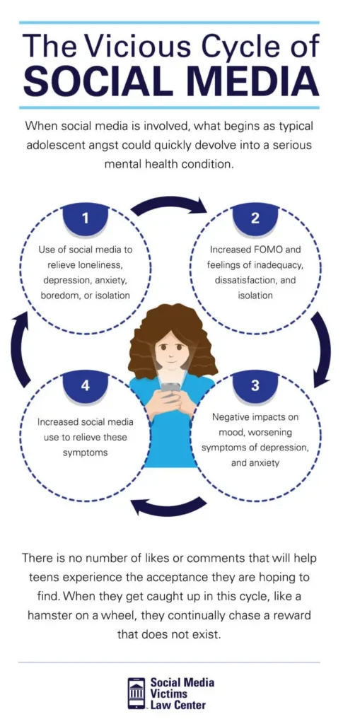 an infographic explaining the cycle of social media addiction