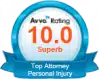Avvo Rating 10.0 Top Attorney Personal Injury Badge