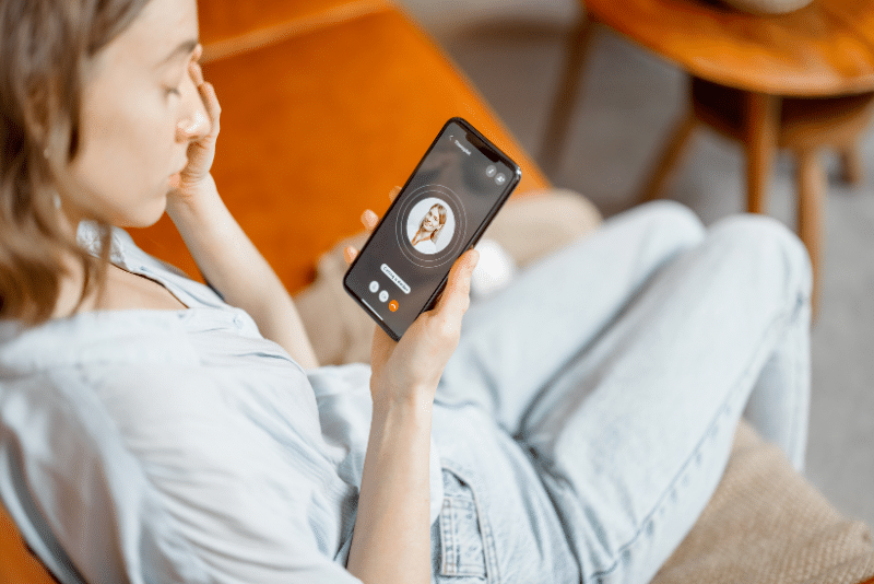 a woman talking to an AI Chatbot