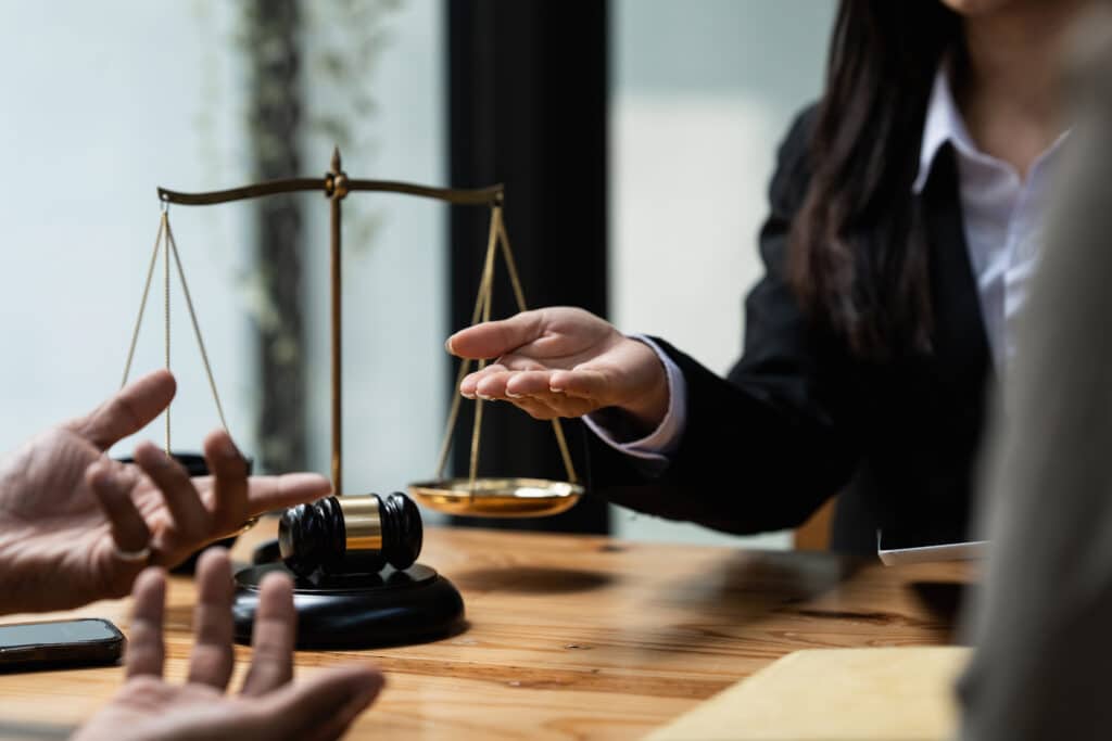 two attorneys talking to eachother
