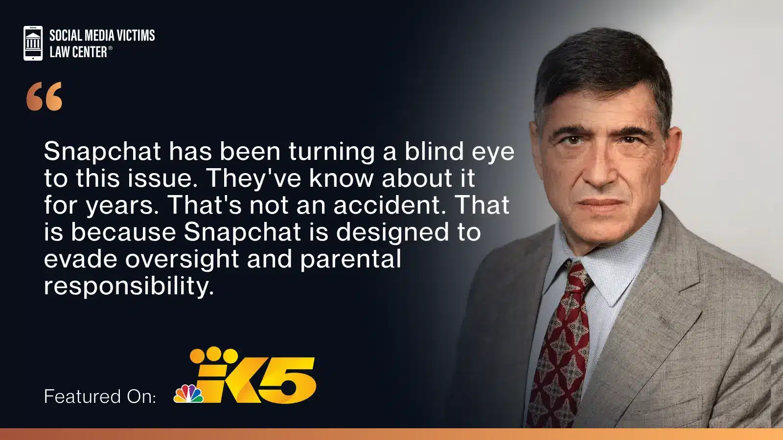 matthew p. bergman commenting on snapchat fentanyl case to K5 news