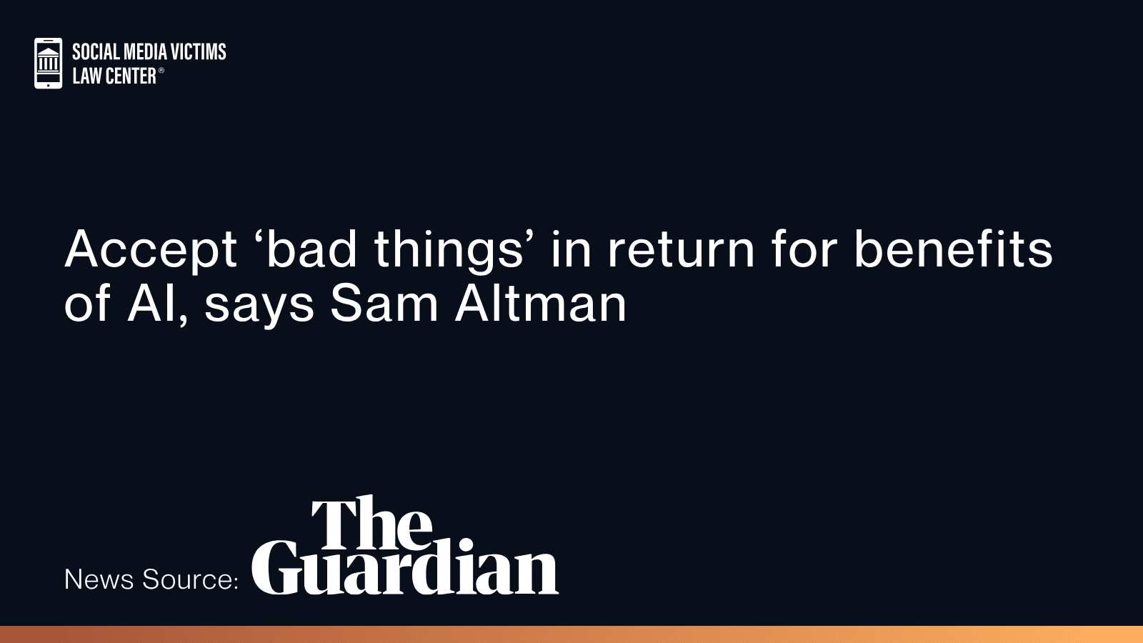 Accept ‘bad things’ in return for benefits of AI, says Sam Altman.